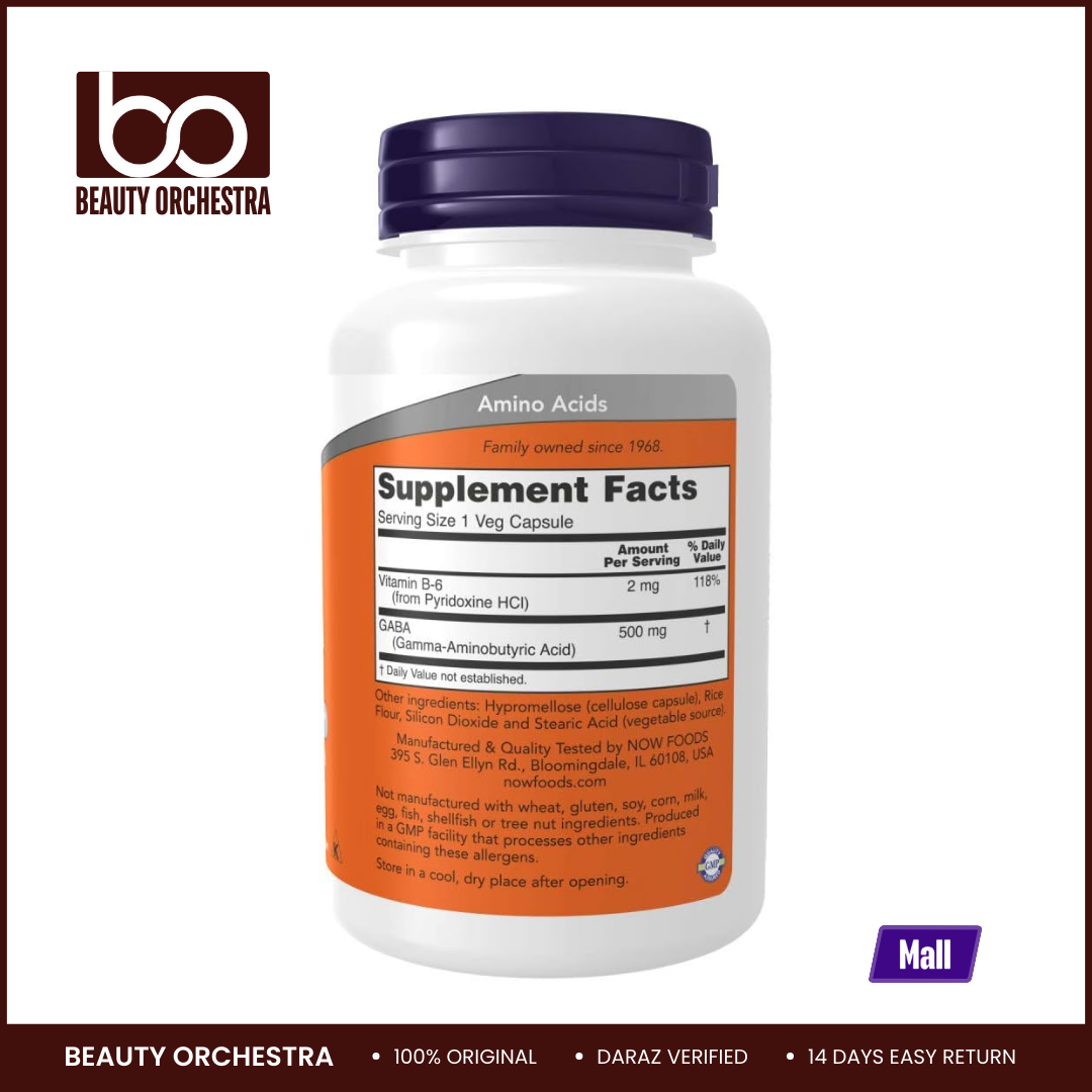 Picture of NOW GABA 500 mg - 100 Capsules