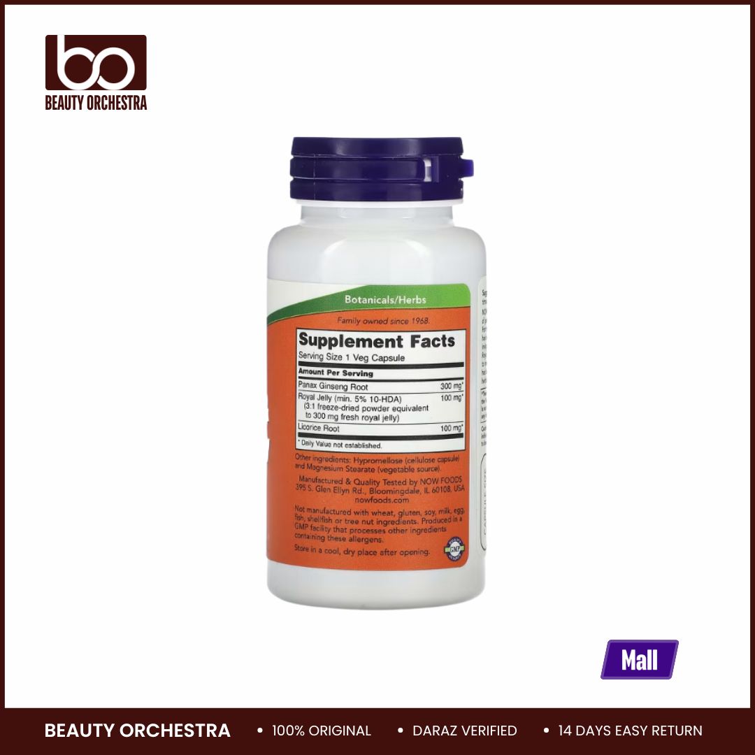 Picture of NOW Ginseng & Royal Jelly 90 Veg Capsules