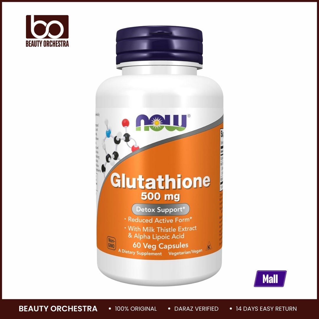 Picture of NOW Glutathione 500 mg With Milk Thistle Extract & Alpha Lipoic Acid Free Radical Neutralizer 60 Veg Capsules