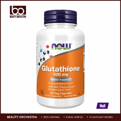 Picture of NOW Glutathione 500 mg With Milk Thistle Extract & Alpha Lipoic Acid Free Radical Neutralizer 60 Veg Capsules