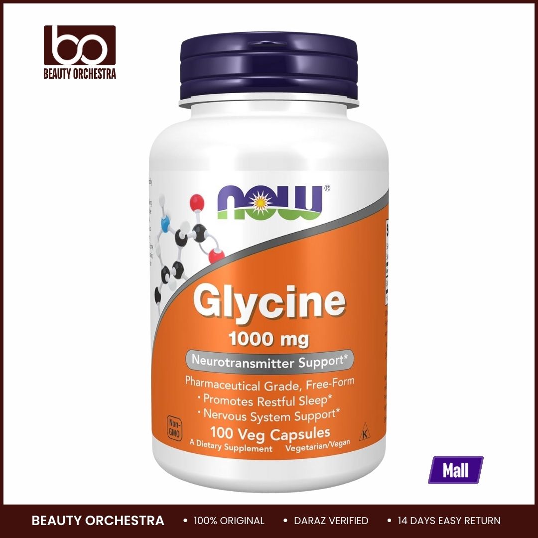 Picture of NOW Glycine 1,000 mg, Neurotransmitter Support, 100 Veg Capsules