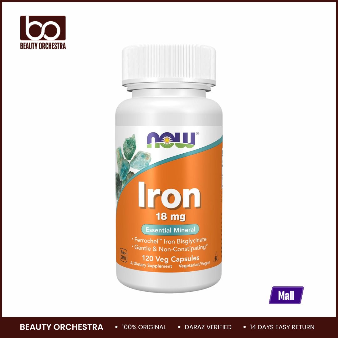 Picture of NOW Iron 18 mg Non-Constipating Essential Mineral 120 Veg Capsules