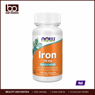 Picture of NOW Iron 18 mg Non-Constipating Essential Mineral 120 Veg Capsules