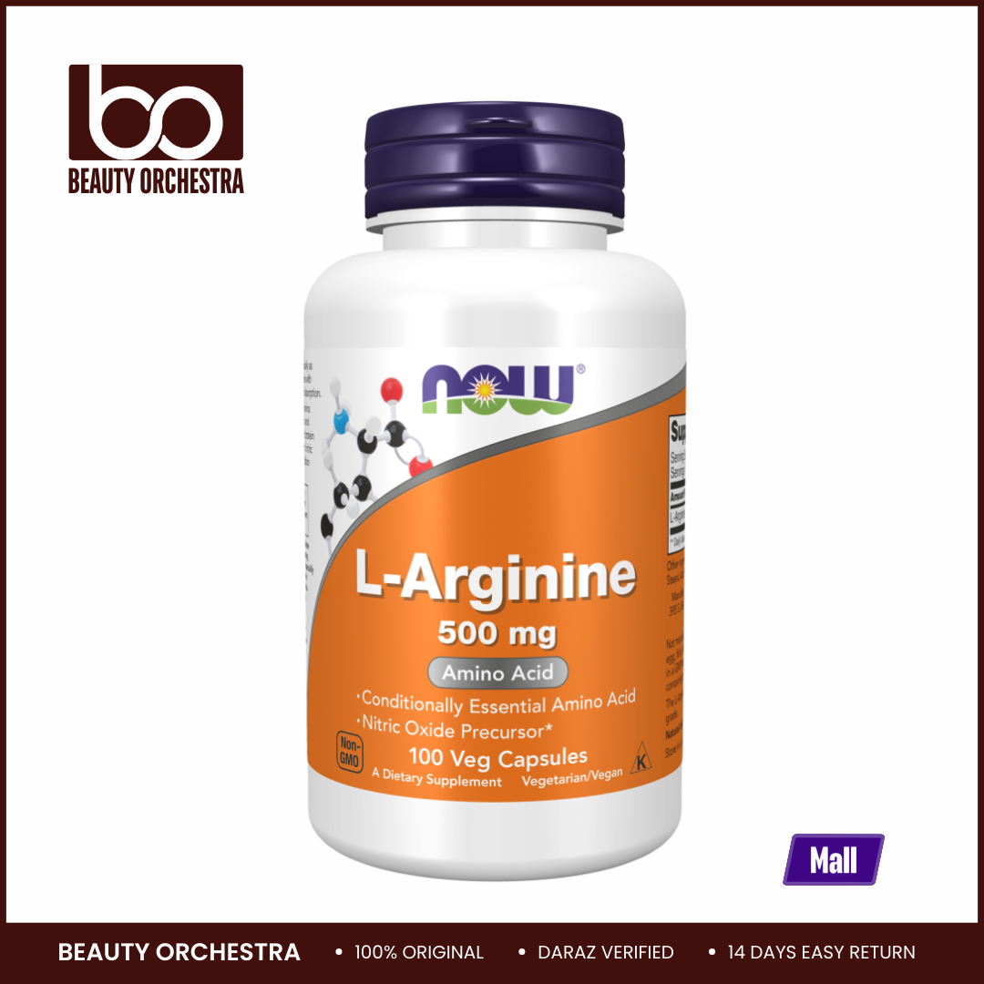 Picture of NOW L-Arginine 500 mg - 100 Veg Capsules