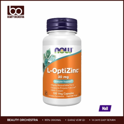 Picture of NOW L-OptiZinc 30 mg with Copper Highly Bioavailable Form 100 Veg Capsules