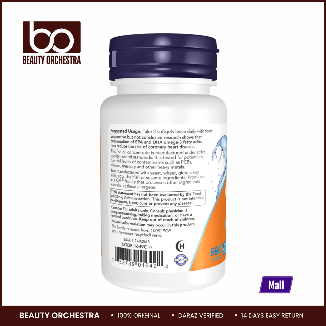 Picture of NOW Omega-3 Fish Oil - 30 Softgels (USA Made Omega 3 Fish Oil for Healthy Heart Support)