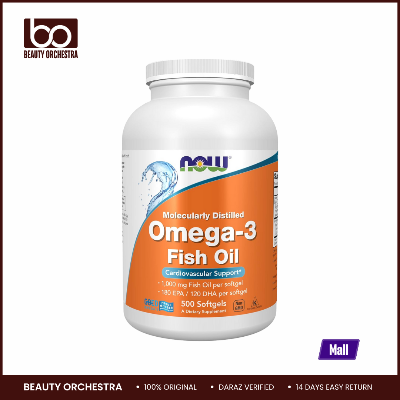 Picture of NOW Omega-3 Fish Oil 180 EPA / 120 DHA Molecularly Distilled Cardiovascular Support 500 Softgels
