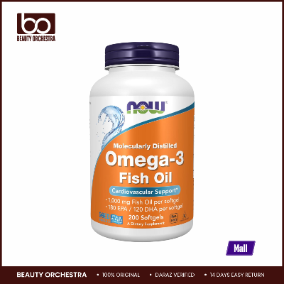 Picture of NOW Omega-3 Fish oil 180 EPA 120 DHA Molecularly Distilled Cardiovascular Support 200 Softgels