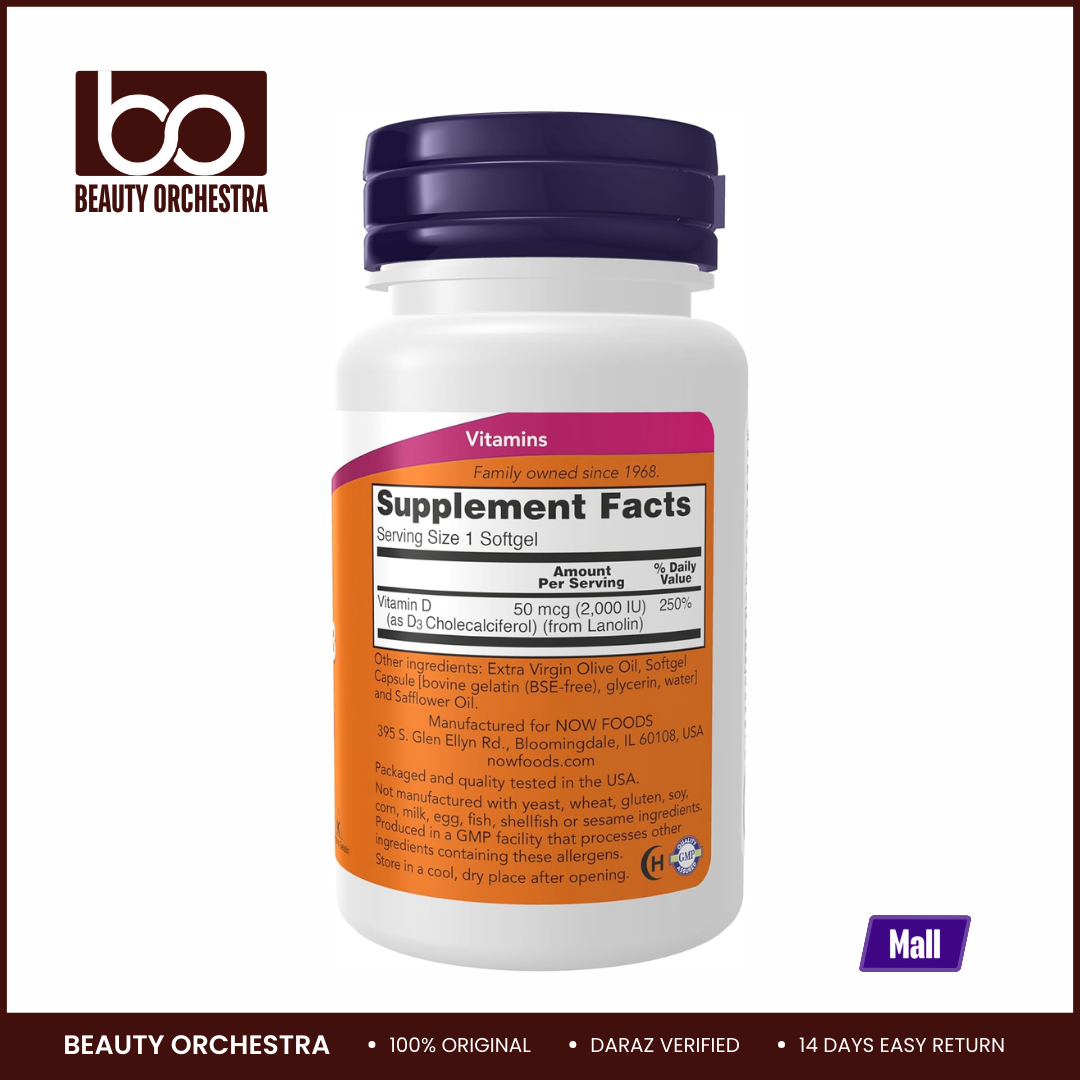 Picture of NOW Vitamin D3 2000 IU - 120 Capsules