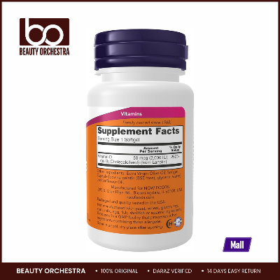 Picture of NOW Vitamin D3 2000 IU - 120 Capsules