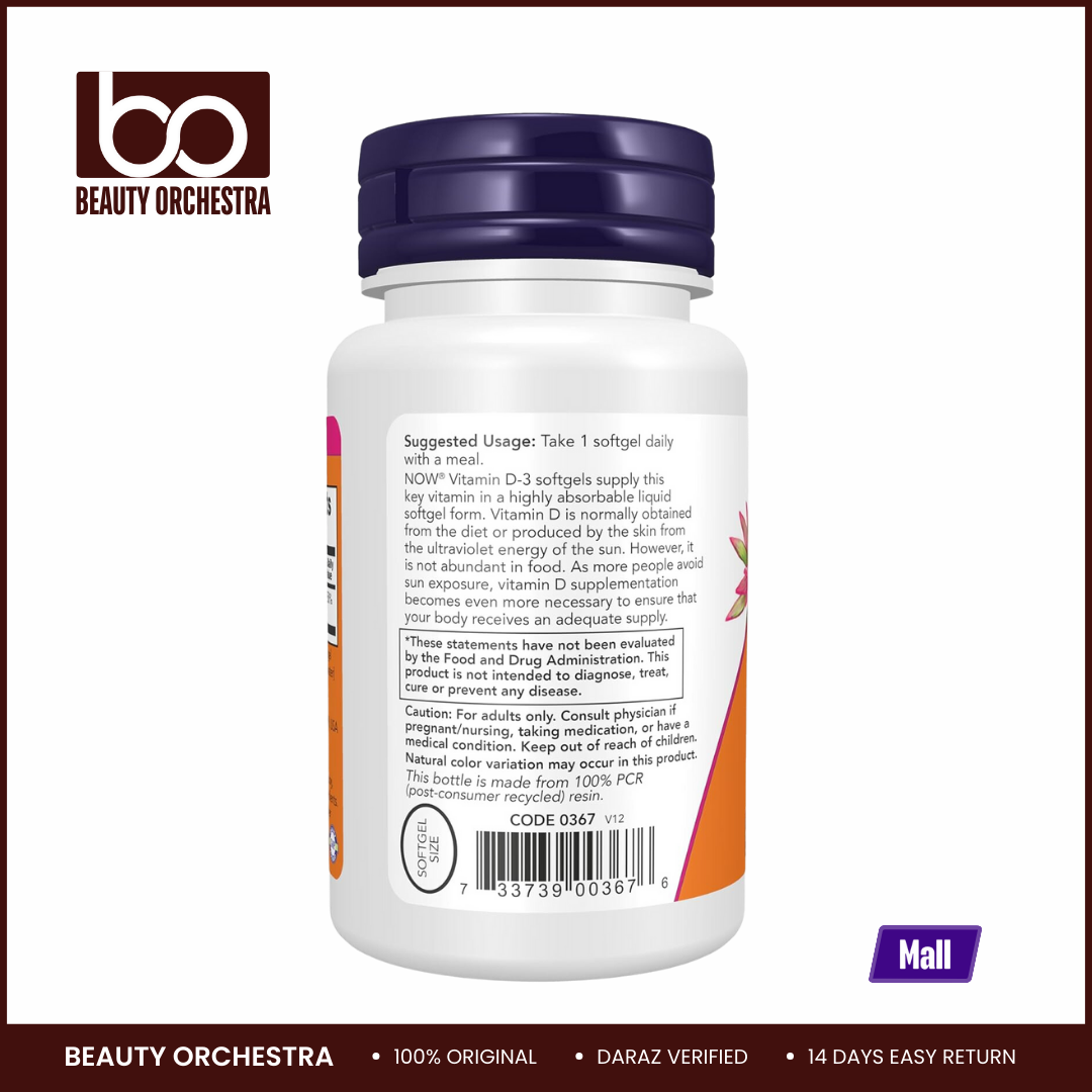 Picture of NOW Vitamin D3 2000 IU - 120 Capsules