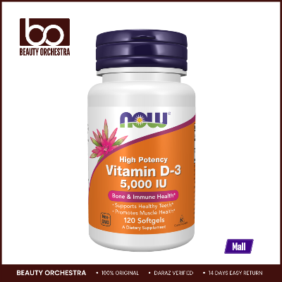 Picture of NOW Vitamin D3 5000 IU Supplement 120 Softgels per Bottle
