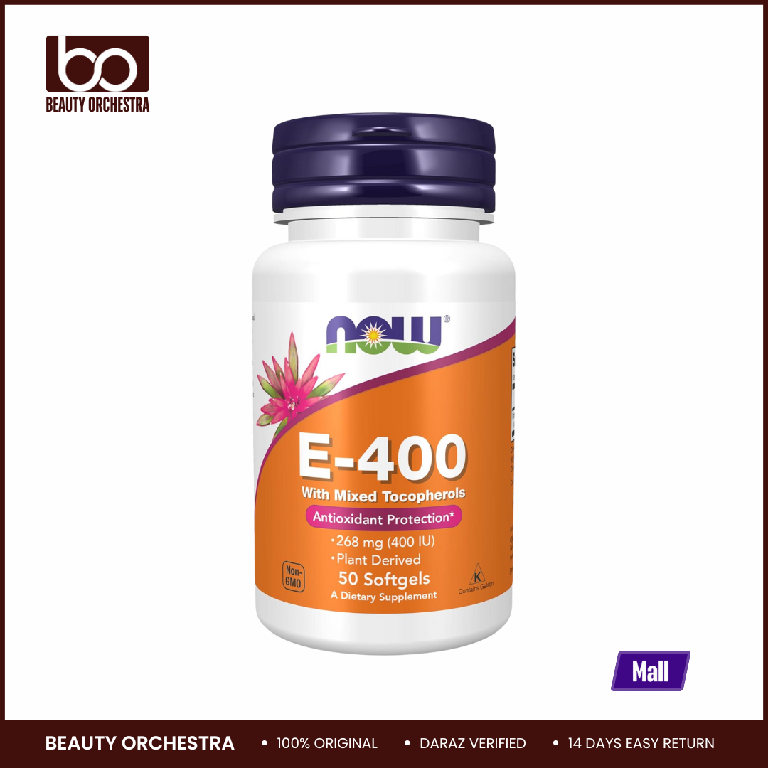Picture of NOW Vitamin E-400 IU Mixed Tocopherols Antioxidant Protection 50 Softgels