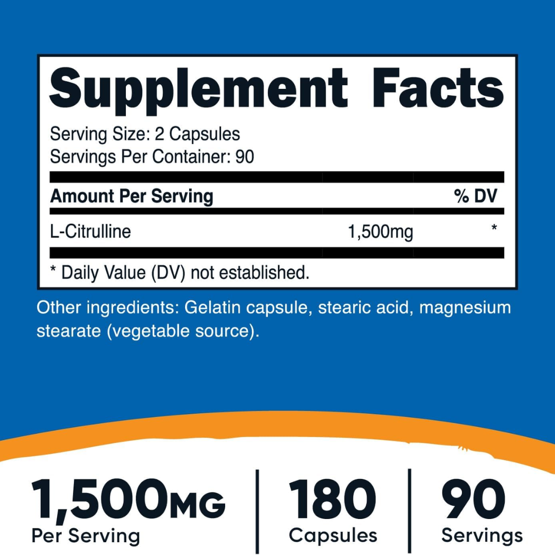 Picture of Nutricost L-Citrulline 1500mg - 180 Capsules