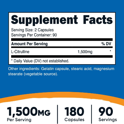 Picture of Nutricost L-Citrulline 1500mg - 180 Capsules