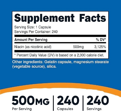 Picture of Nutricost Niacin (Vitamin B3) 500mg, 240 Capsules