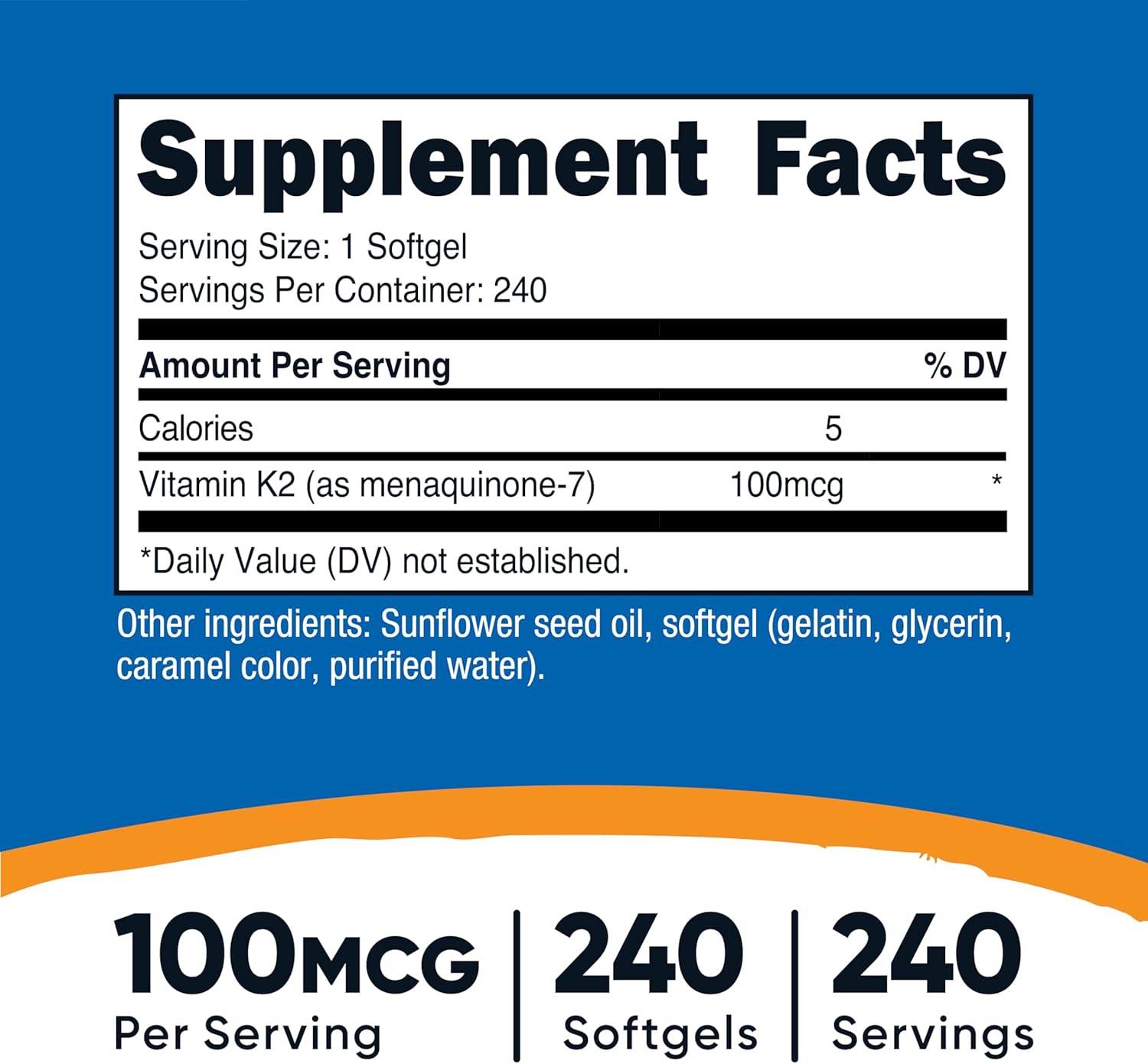 Picture of Nutricost Vitamin K2 MK-7 100 mcg 240 Softgels
