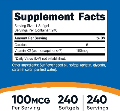 Picture of Nutricost Vitamin K2 MK-7 100 mcg 240 Softgels