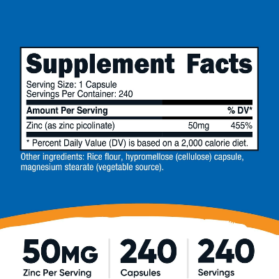 Picture of Nutricost Zinc Picolinate 50 mg - 240 Capsules