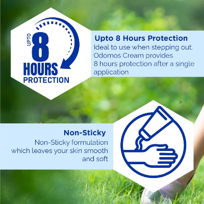 Picture of Odomos Non-Sticky Mosquito Repellent Cream With Vitamin E & Almond - 100g