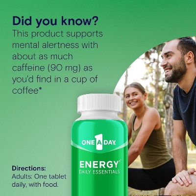 Picture of One A Day Energy Daily Essentials Multivitamin, Energy Supplement to Support Mental Alertness and Immune Health with Vitamins A C, D, E, Zinc and Caffeine 120 Count