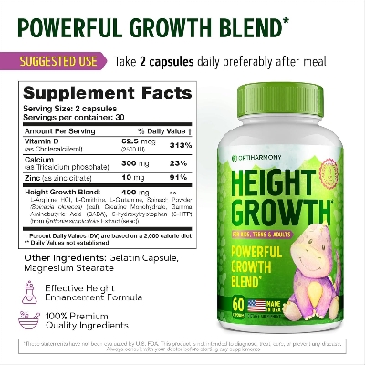 Picture of OPTIHARMONY Height Growth Maximizer - Made in USA - 60 Capsules (USA)