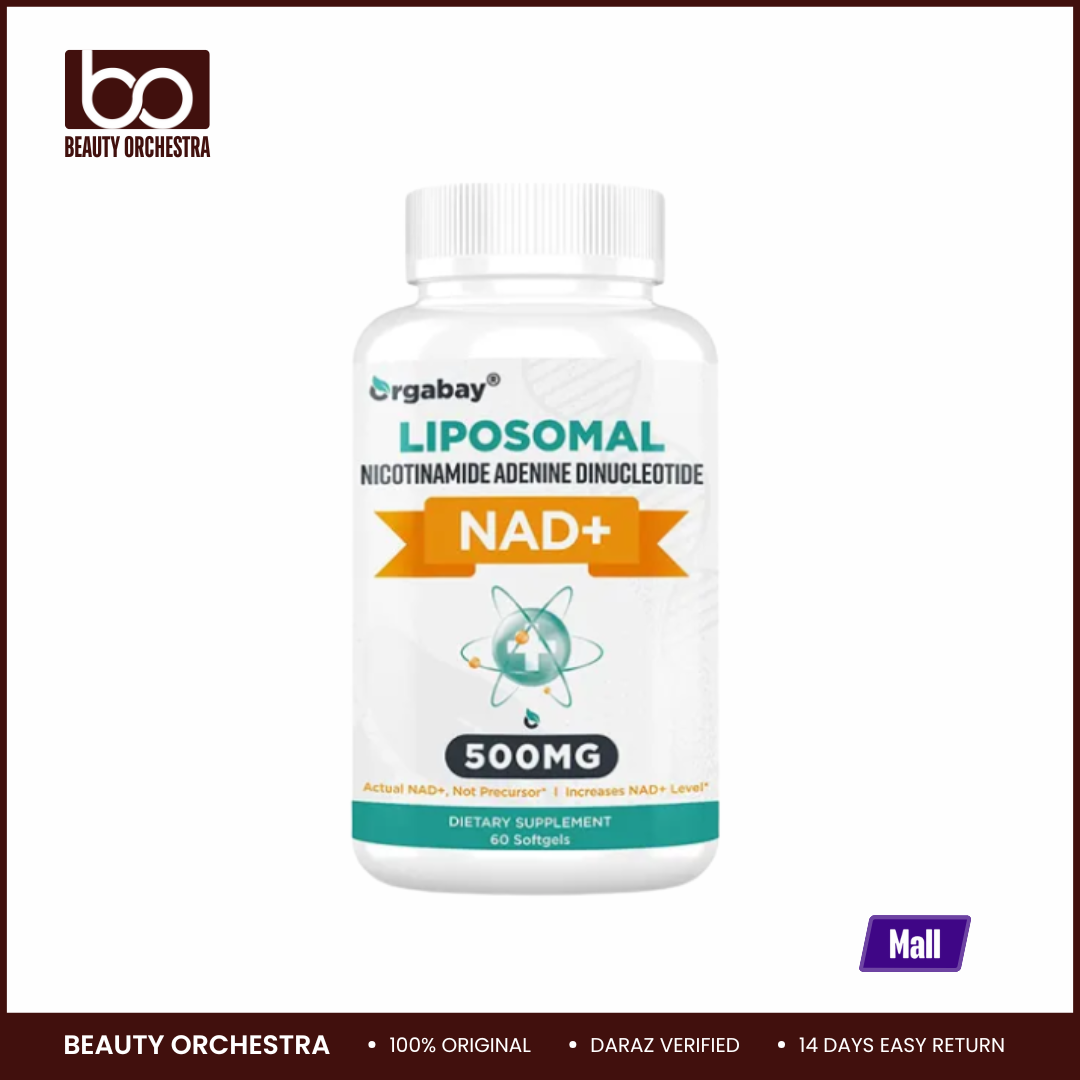 Picture of Orgabay Liposomal NAD+ Supplement 500 mg High Absorption Boost NAD+ with TMG 250 mg Actual NAD Plus More Efficient Than Nicotinamide Riboside Support Cellular Energy Healthy Aging 60 Softgels