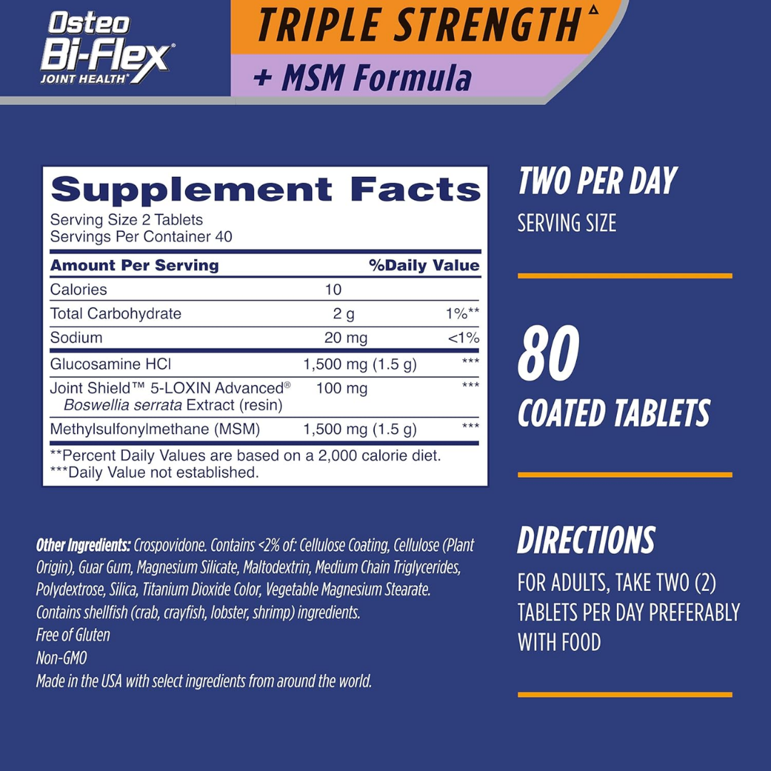 Picture of Osteo Bi-Flex Triple Strength with MSM - 80 Coated Tablets