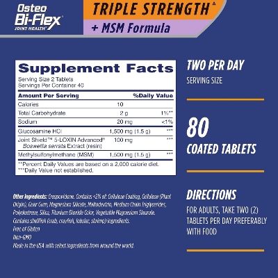 Picture of Osteo Bi-Flex Triple Strength with MSM - 80 Coated Tablets