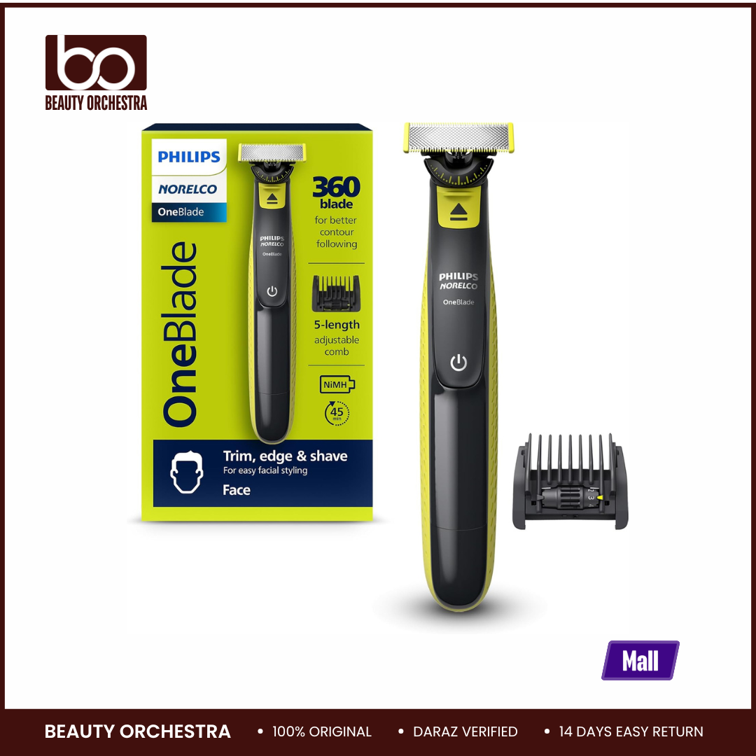 Picture of Philips Norelco OneBlade 360 Hybrid Face, Electric Beard Trimmer and Shaver, with 360 Blade Technology, 1x 360 Blade for Face, 5in1 Adjustable Comb