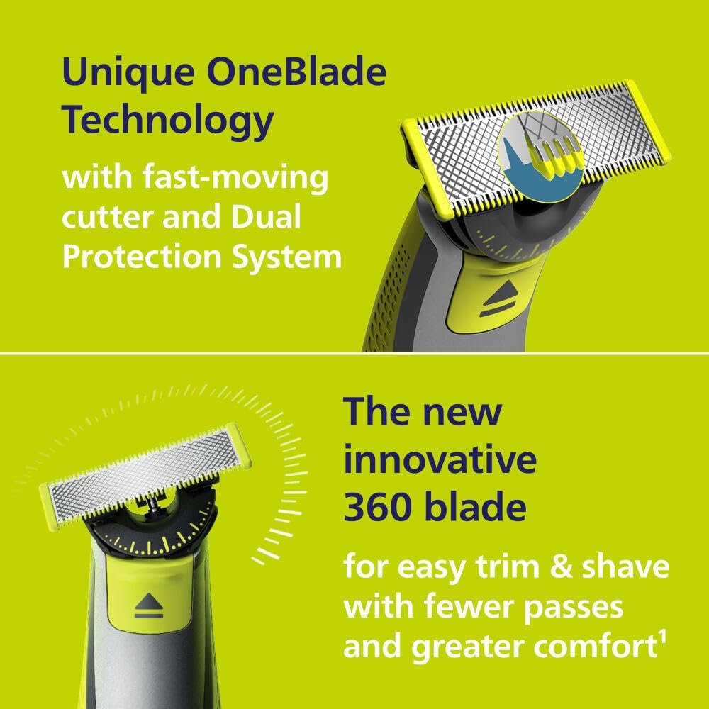 Picture of Philips Norelco OneBlade 360 Hybrid Face, Electric Beard Trimmer and Shaver, with 360 Blade Technology, 1x 360 Blade for Face, 5in1 Adjustable Comb