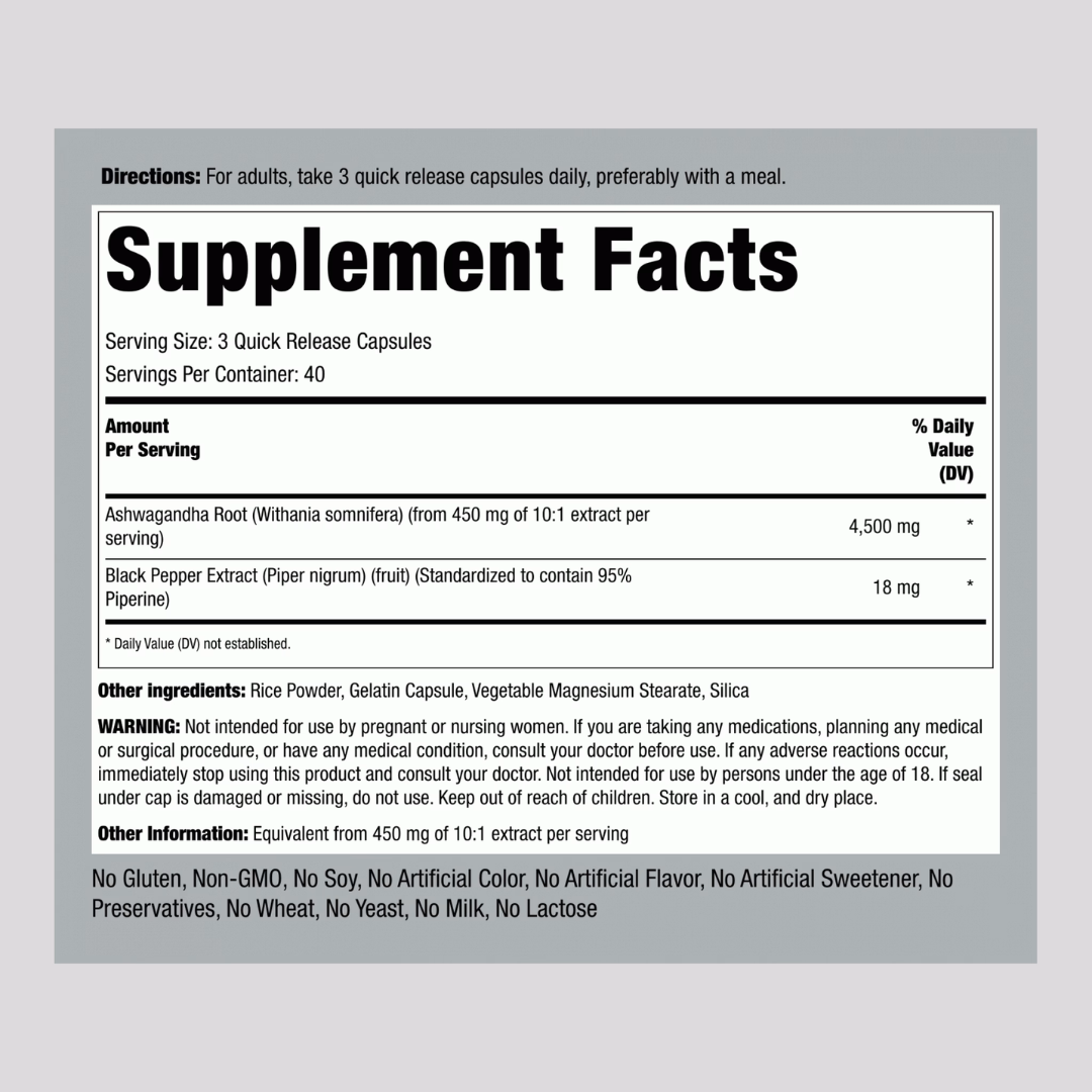 Picture of Piping Rock Ashwagandha 4500 mg - 120 Capsules