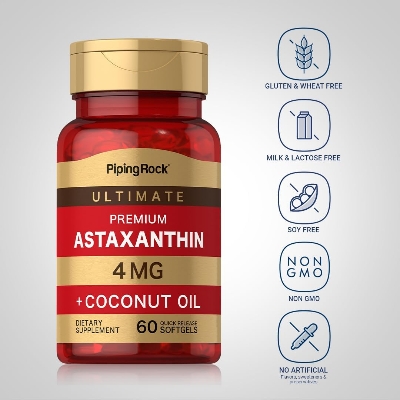 Picture of Piping Rock Astaxanthin 4mg 60 Softgels with Coconut Oil
