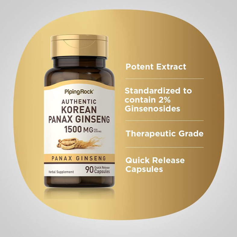 Picture of Piping Rock Authentic Korean Panax Ginseng 1500mg 90 Capsules