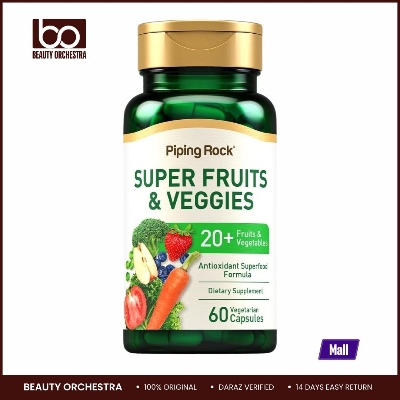 Picture of Piping Rock Fruits and Veggies Supplement | 60 Capsules | Superfood Fruit and Vegetables Vitamins | with Prebiotic Blend | Vegetarian Formula | Non-GMO, Gluten Free