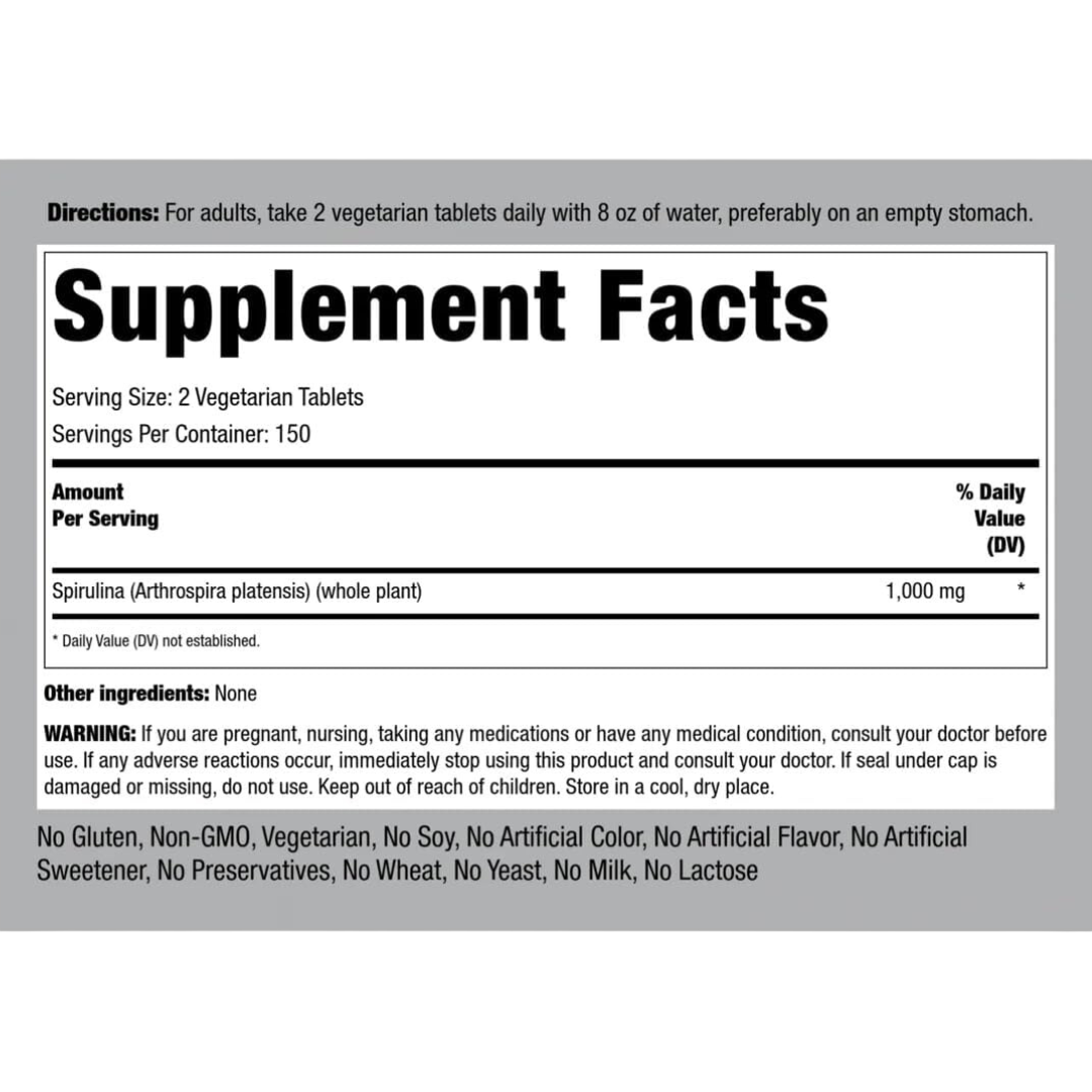 Picture of Piping Rock Organic Spirulina 1000 mg - 300 Tablets