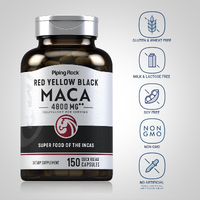 Picture of Piping Rock Red Yellow Black Maca 4800mg – 150 Capsules