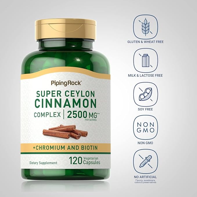 Picture of Piping Rock Super Ceylon Cinnamon Capsules 2500 mg 120 Vegeterian Capsules