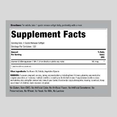 Picture of Piping Rock Vitamin K2 MK-7 100 mcg 120 Softgels