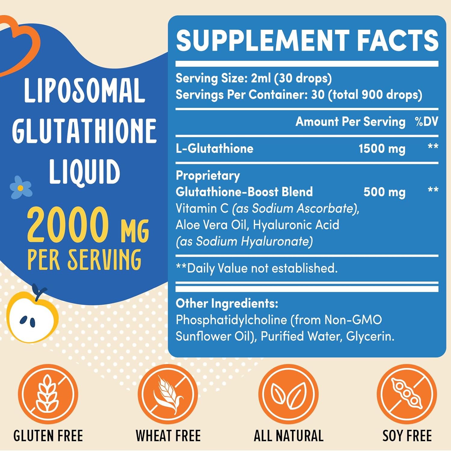 Picture of Prunucis Liposomal Glutathione 2000MG Liquid, 98% Absorption, Glutathione Liquid Supplement - 60 ml