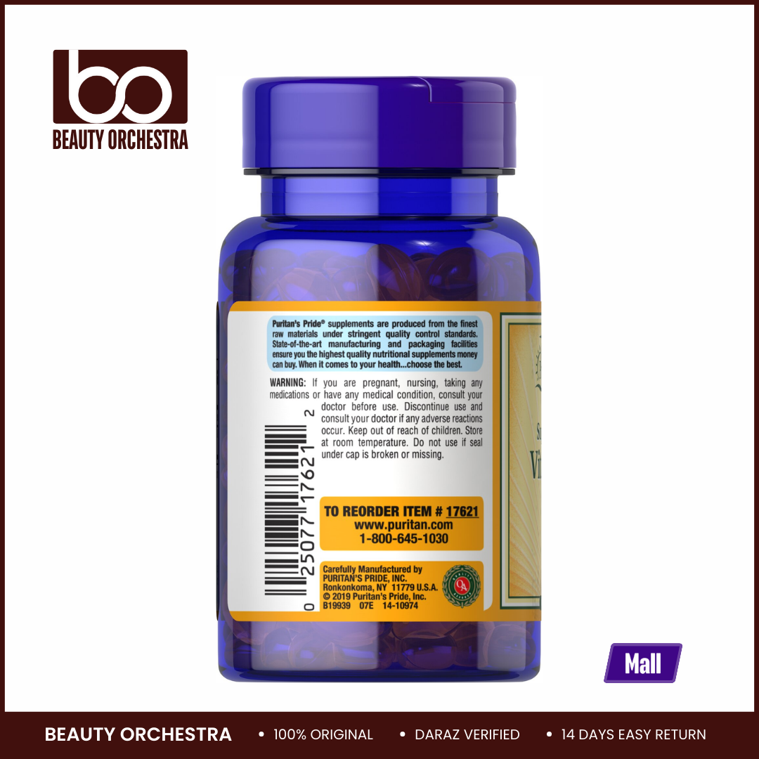 Picture of Puritan’s Pride Vitamin D3 50 mcg (2000 IU) - 100 Softgels