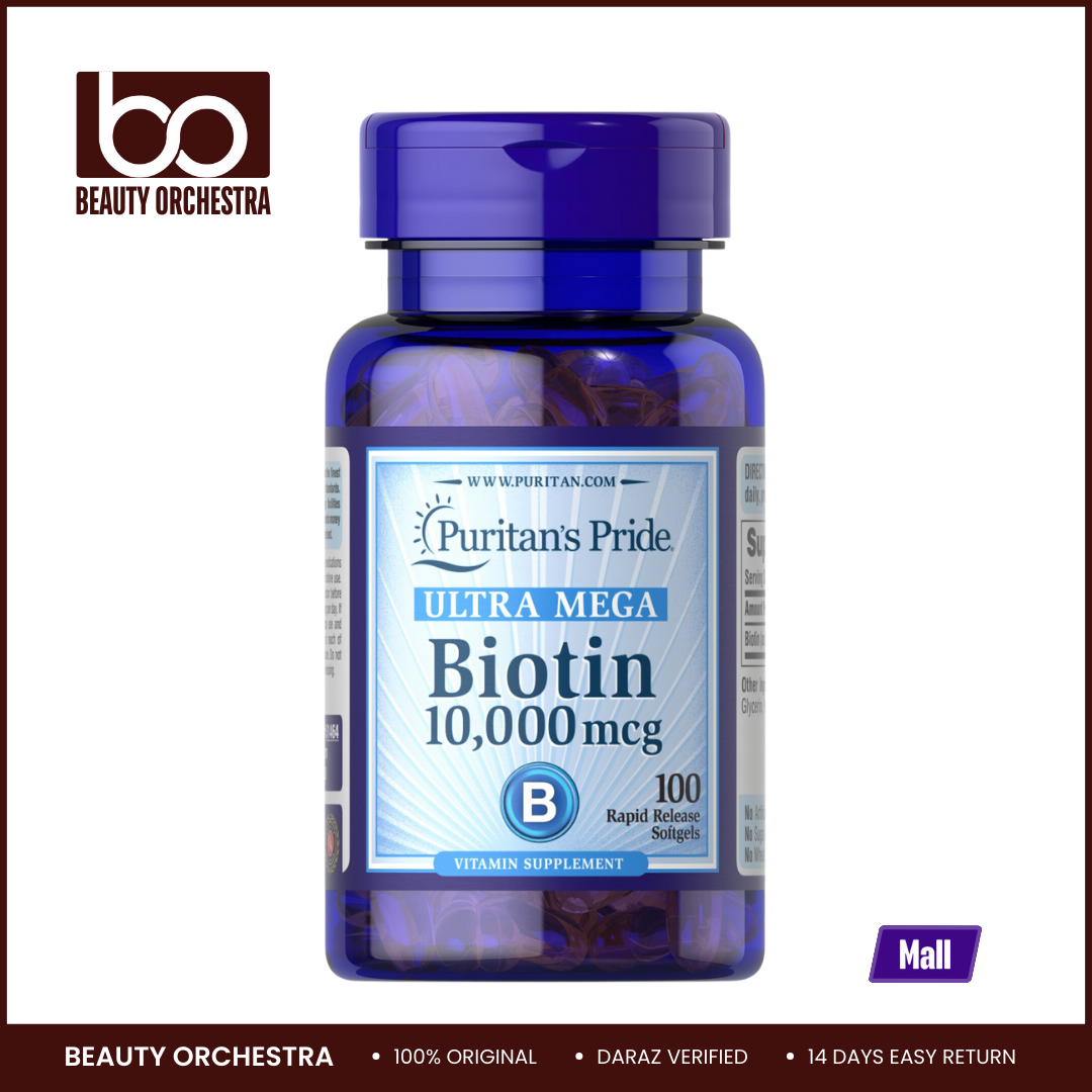 Picture of Puritan's Pride Biotin 10000mcg - 100 Softgels