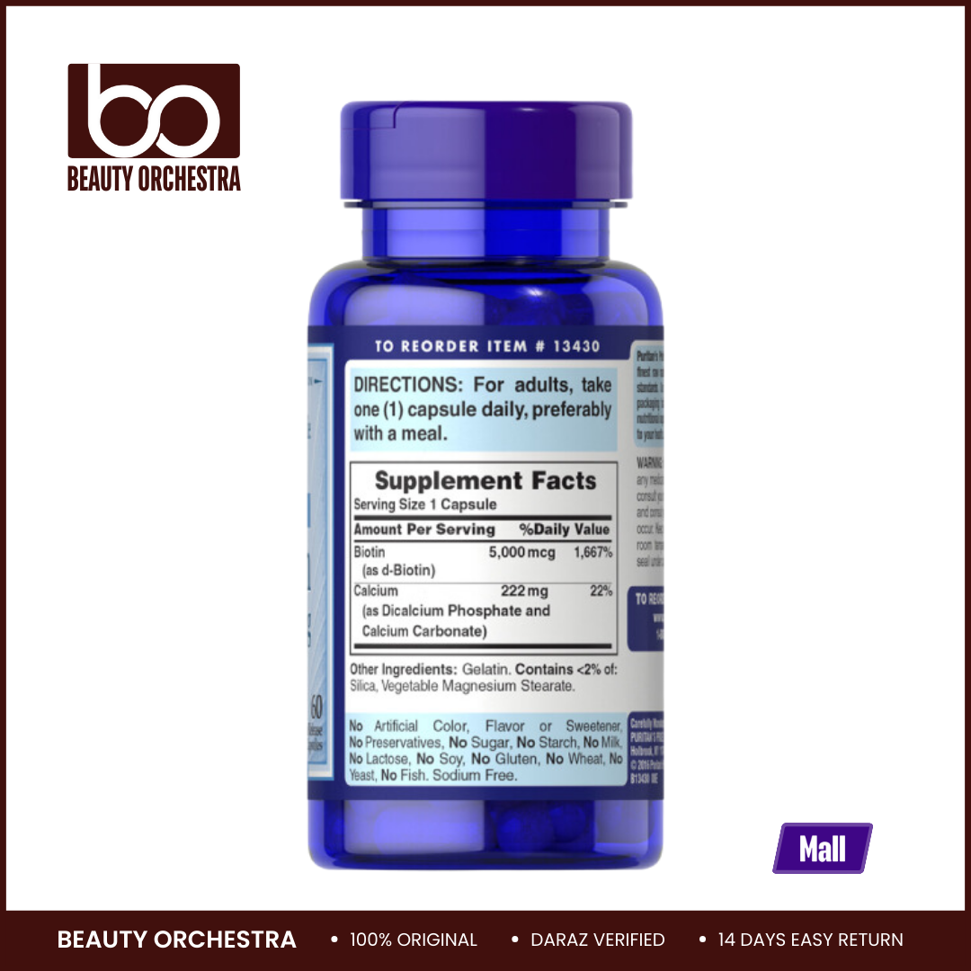 Picture of Puritans Pride Biotin 5000mcg - 60 Capsules