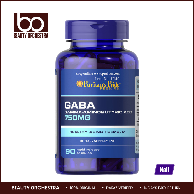 Picture of Puritans Pride GABA (Gamma Aminobutyric Acid) 750 mg -  90 Capsules