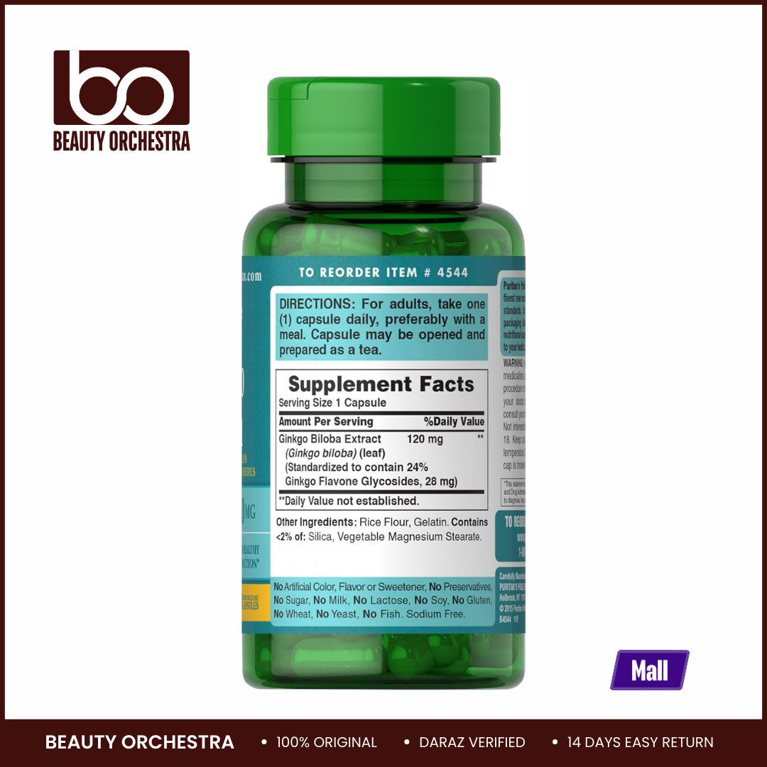 Picture of Puritan's Pride Ginkgo Biloba 120 mg - 100 Capsules
