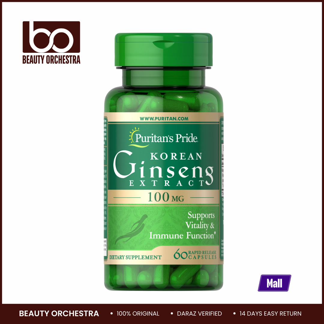 Picture of Puritan's Pride Korean Ginseng Standardized 100 mg - 60 Capsules