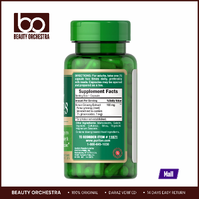 Picture of Puritan's Pride Korean Ginseng Standardized 100 mg - 60 Capsules