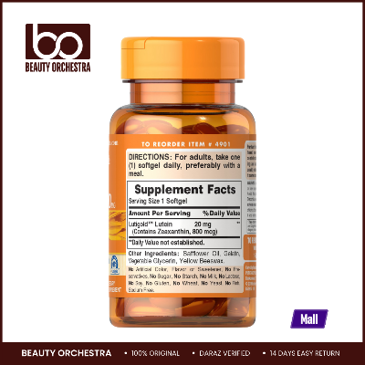 Picture of Puritans Pride Lutein 20 mg with Zeaxanthin - 60 Softgels
