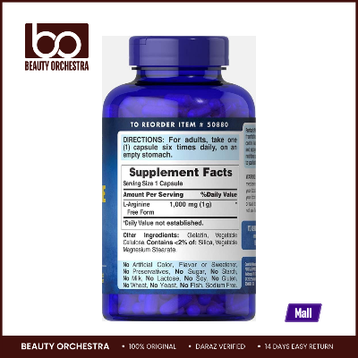 Picture of Puritans Pride Puritan's Pride L-arginine 1000mg - 100 Capsules