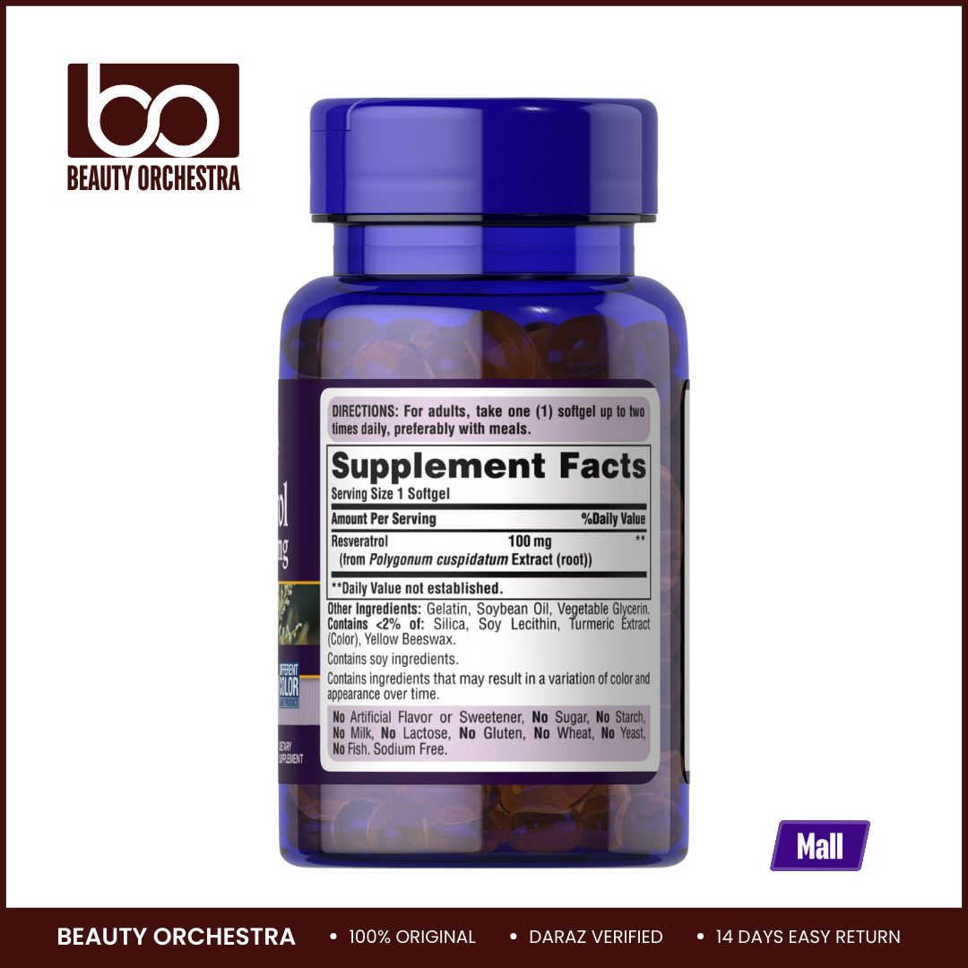 Picture of Puritan's Pride Resveratrol 100 mg - 60 Softgels